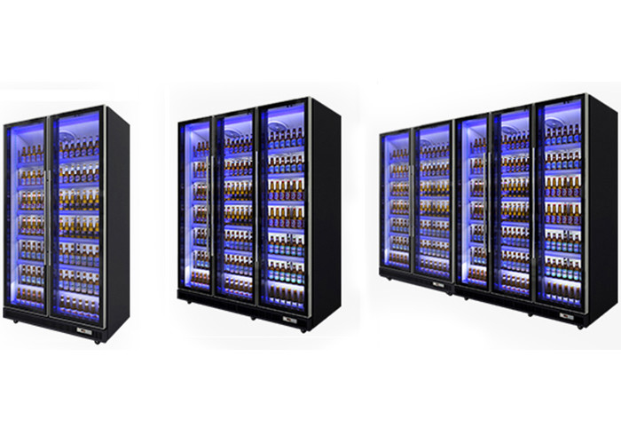 1200L Commercial Display Freezer Five Layer Black Swing Glass Door Beer Refrigerator 2 To 10 Degree