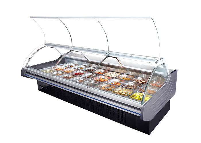 Custom Curved Glass Type Deli Display Refrigerator Freezer Butchery Meat Chiller