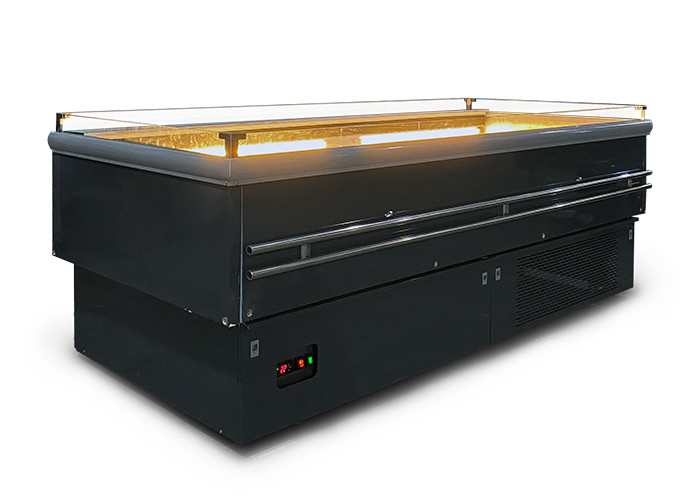 Horizontal Supermarket Island Freezer Display Fruit Vegetable Beverage Deli Food showcase