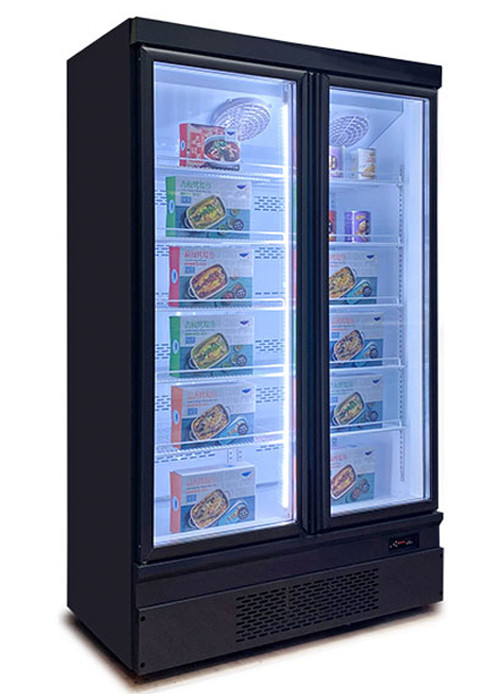 Black Color 1 2 3 Glass Door Freezer Supermarket Refrigerator For Food Preservation