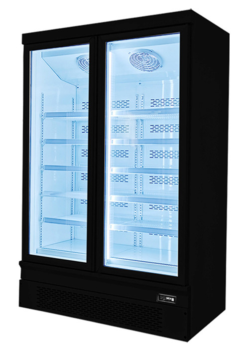 Black Color 1 2 3 Glass Door Freezer Supermarket Refrigerator For Food Preservation
