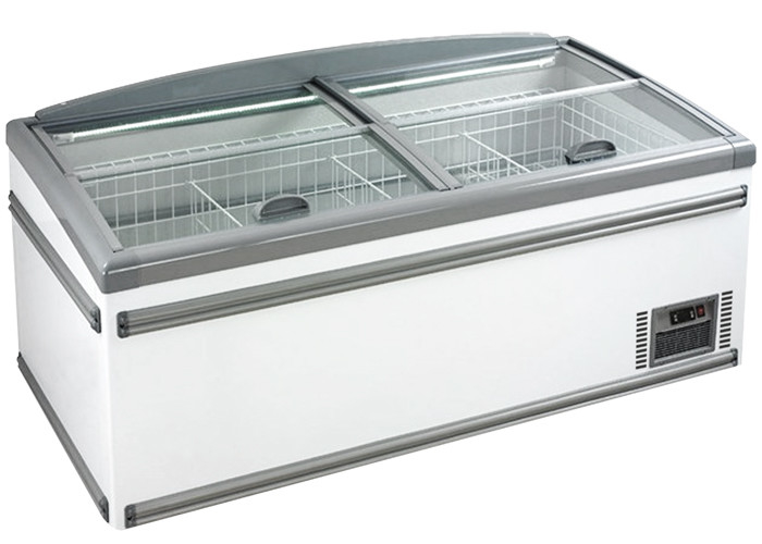Large Supermarket Island Freezer / -22 degree Plug In Glass Door Frost Free Chest Freezer