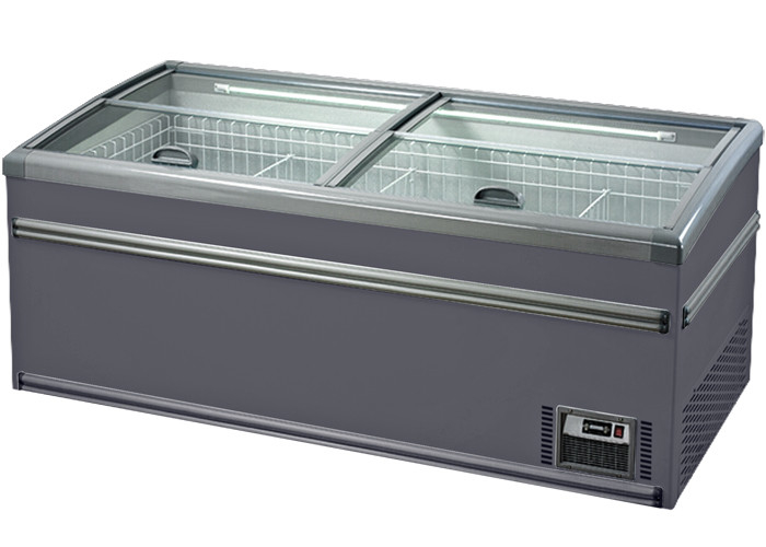 Large Supermarket Island Freezer / -22 degree Plug In Glass Door Frost Free Chest Freezer