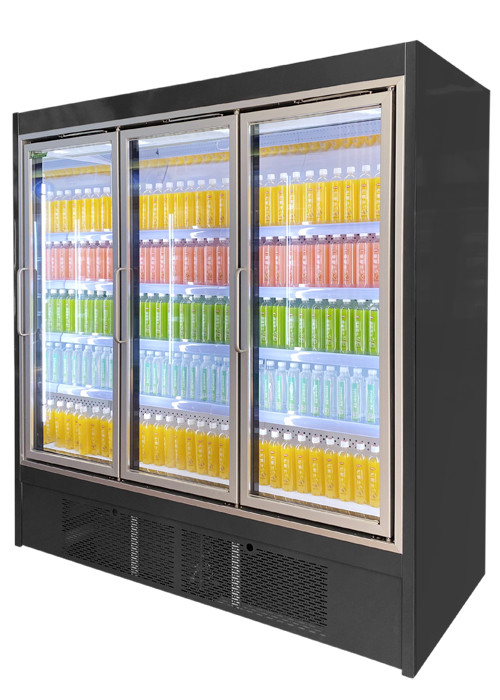 Silent Running Multideck Glass Door Fridge Commercial Display Refrigerator For Drinks