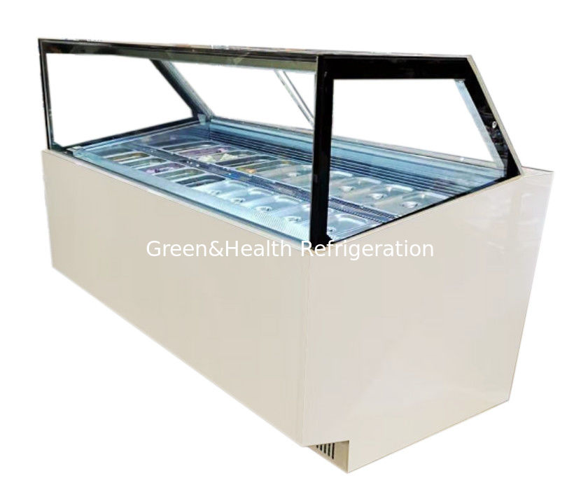 Commercial Ice Cream Display Freezer with 360° Panoramic Visibility Digital Temperature Control and Stainless Steel GN Pans
