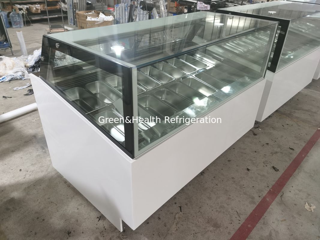 Commercial Ice Cream Display Freezer with 360° Panoramic Visibility Digital Temperature Control and Stainless Steel GN Pans