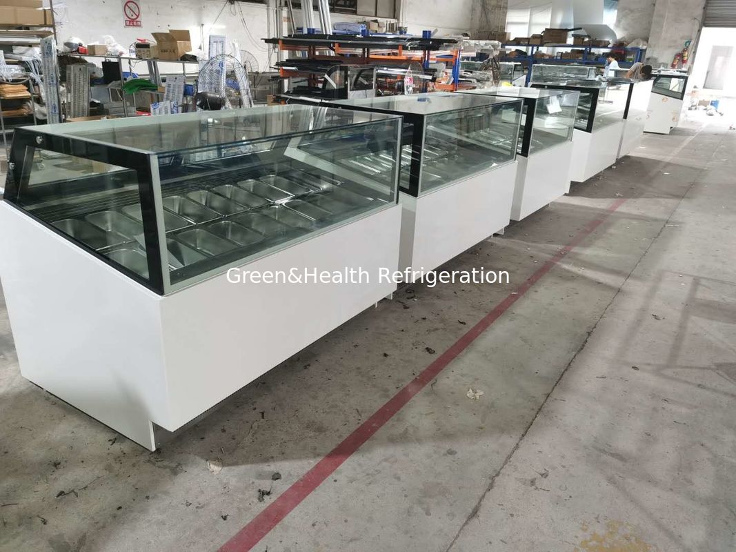 Commercial Ice Cream Display Freezer with 360° Panoramic Visibility Digital Temperature Control and Stainless Steel GN Pans