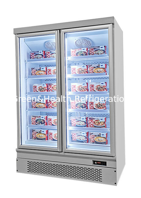 Energy-Saving Upright Food Display Freezer with Fan Cooling and Adjustable Shelves for Supermarkets