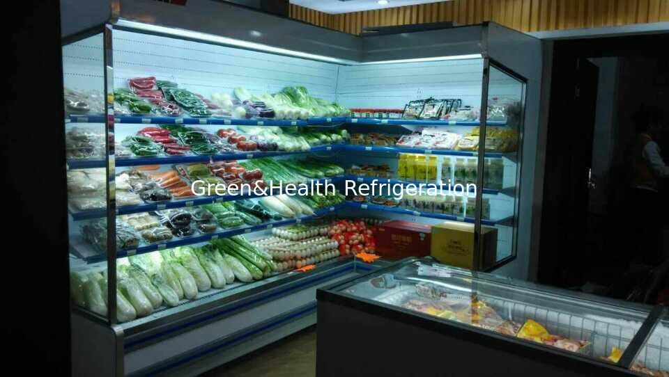 Vertical Air Curtain LED Light Multideck Open Chiller Corner Type