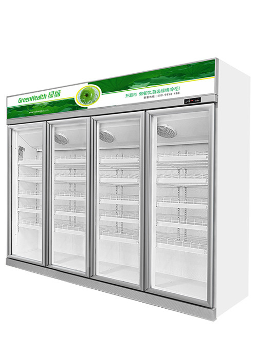White Color Glass Door Cooler Drink Chiller Showcase With Demist Function R134a