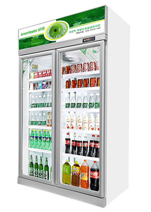 White Color Glass Door Cooler Drink Chiller Showcase With Demist Function R134a