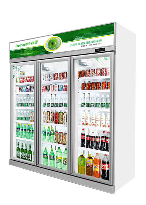 White Color Glass Door Cooler Drink Chiller Showcase With Demist Function R134a