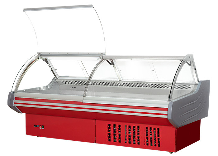 Meat Shop Open Display Cooler meat Deli Refrigerator Front Flip Glass Door
