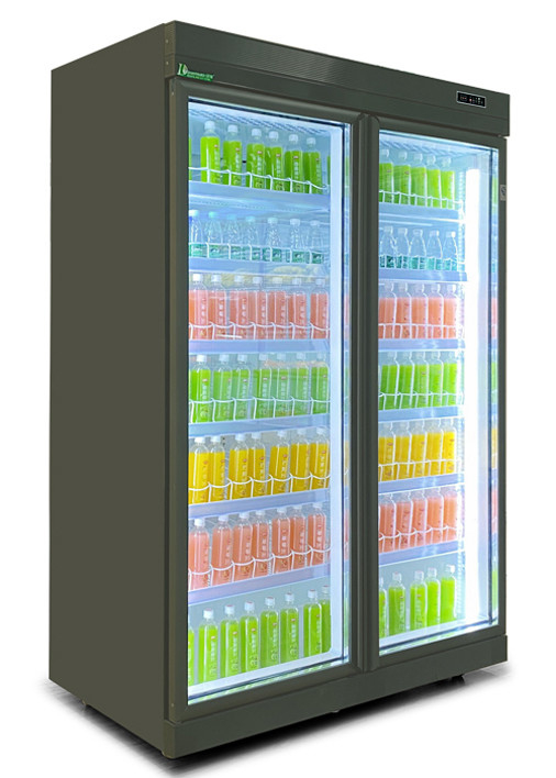 5 Layers Commercial Beverage Refrigerator Glass Door Upright Cooler For Retail Store