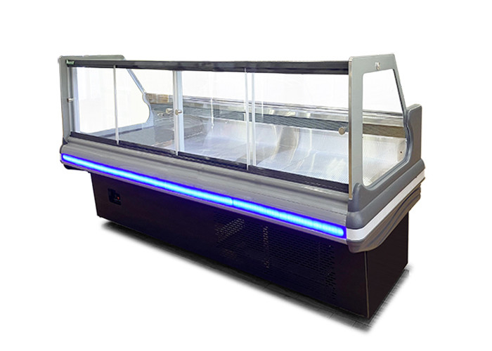 Tempered Glass Right Angle Type Deli Display Refrigerator Meat Display Butchery Freezer