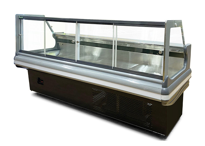 Tempered Glass Right Angle Type Deli Display Refrigerator Meat Display Butchery Freezer