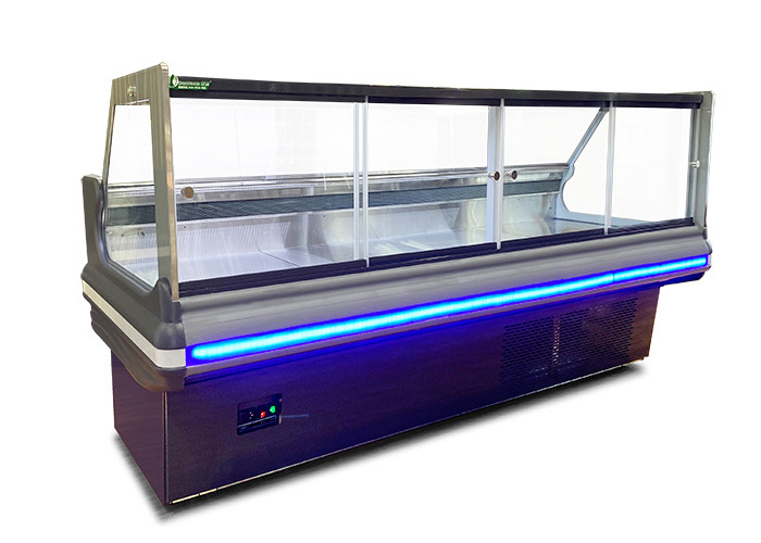 Tempered Glass Right Angle Type Deli Display Refrigerator Meat Display Butchery Freezer