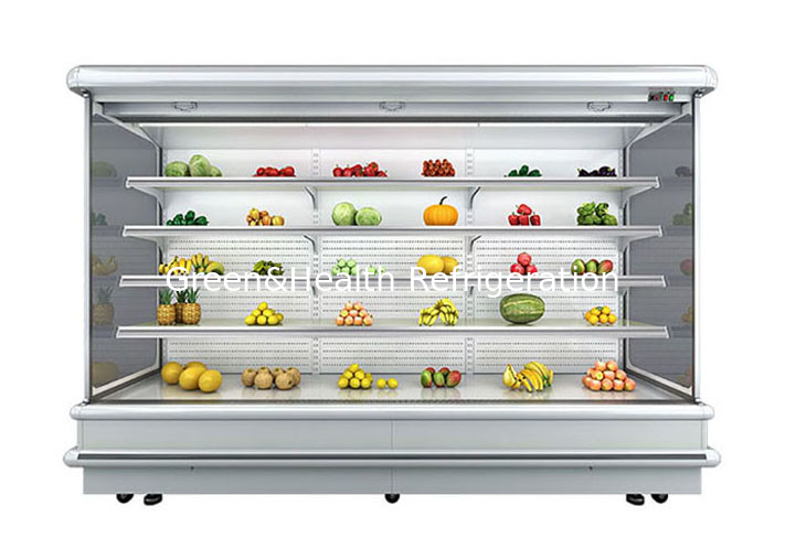 4 Shelves Supermarket Multideck Open Chiller For Vegetables Fruit Meat Display