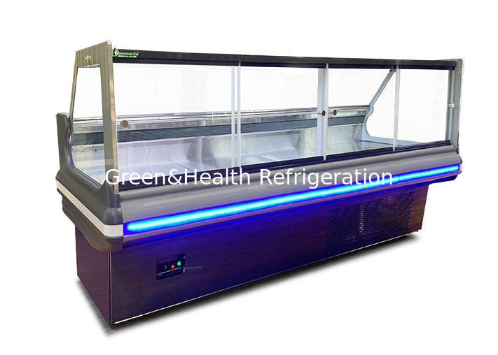 Big Window Square Deli Display Refrigerator Front And Back Open Food Display Cooler