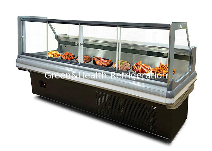 Big Window Square Deli Display Refrigerator Front And Back Open Food Display Cooler