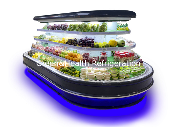 Supermarket Mini Round Island Open Refrigerator Dairy Fruit Beverage Display Chiller
