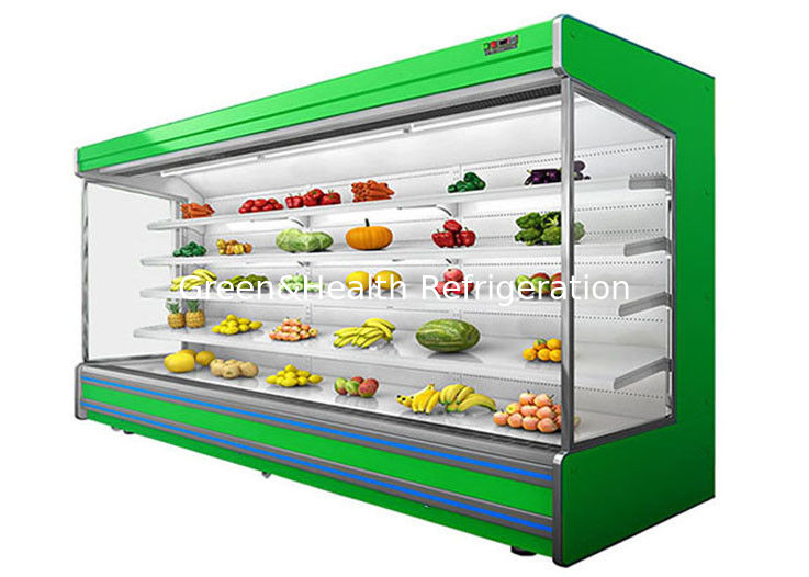 Large Capacity Multideck Open Chiller with Fan Cooling and Remote System for Fresh Produce Display