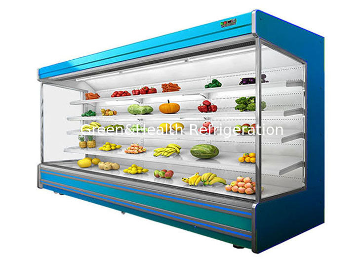 Large Capacity Multideck Open Chiller with Fan Cooling and Remote System for Fresh Produce Display