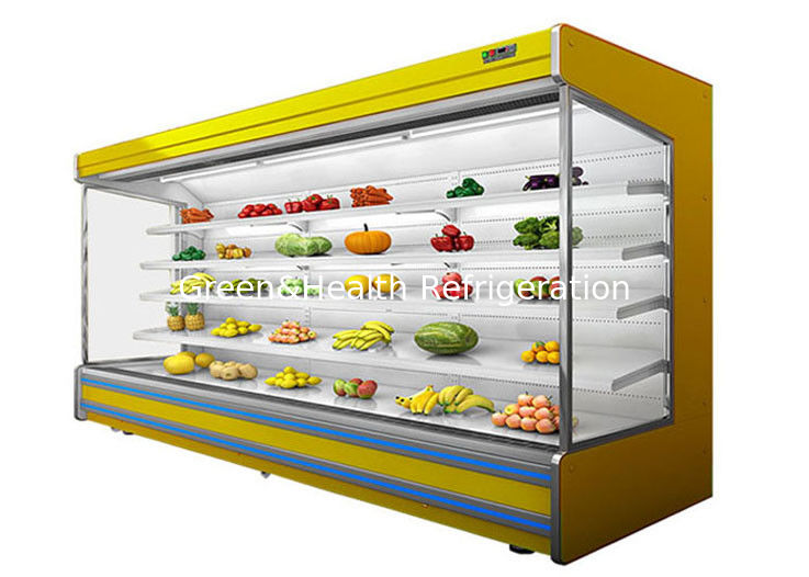 Large Capacity Multideck Open Chiller with Fan Cooling and Remote System for Fresh Produce Display
