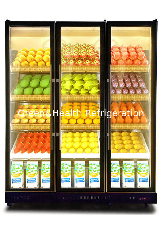 Large Capacity 800L/1200L Commercial Glass Door Beverage Display Refrigerator with Triple-Layer Anti-Fog Tempered Glass Doors and Intelligent Air-Cooling System