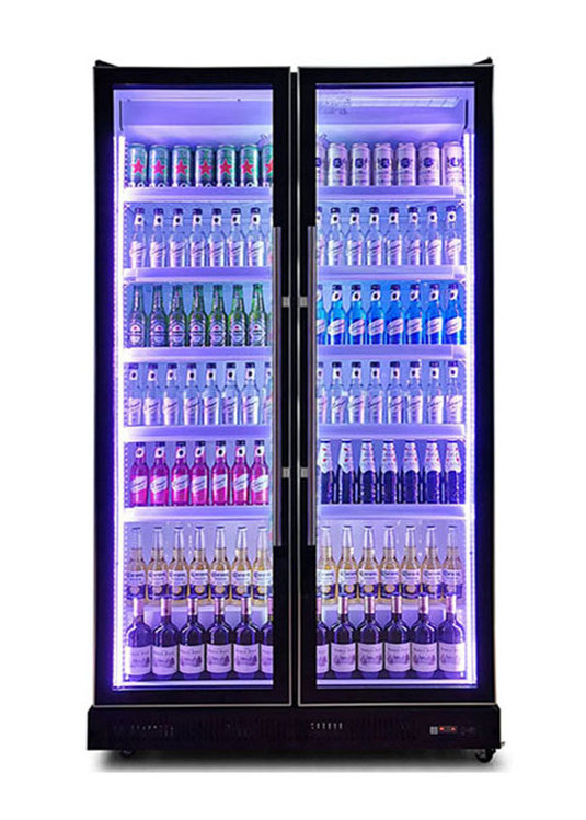 Popular Commercial Soft Drink Display Cooler With Tricolor LED Light