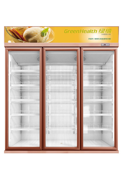 Air Cooling Glass Door Beverage Cooler Supermarket Refrigerator 5 Layers