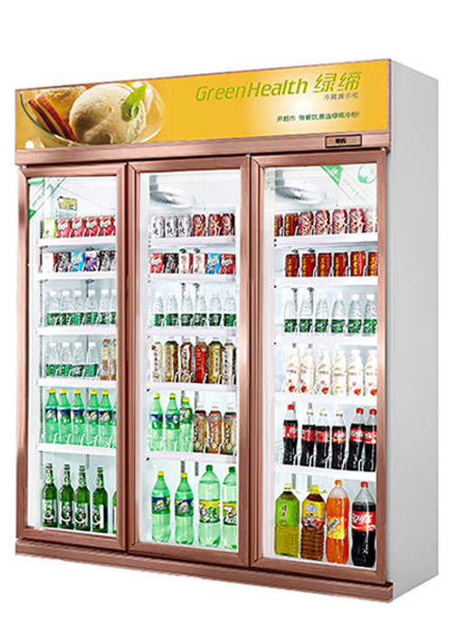 Air Cooling Glass Door Beverage Cooler Supermarket Refrigerator 5 Layers