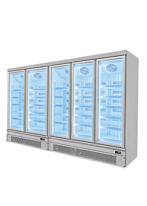Rapid Frozen Glass Doors Upright Commercial Freezer Display For Supermarket