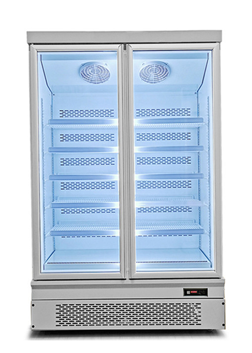 Rapid Frozen Glass Doors Upright Commercial Freezer Display For Supermarket