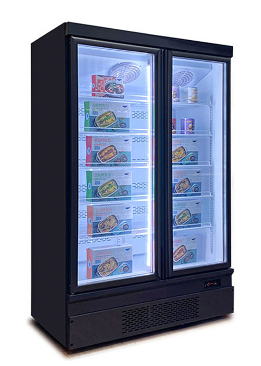 Rapid Frozen Glass Doors Upright Commercial Freezer Display For Supermarket