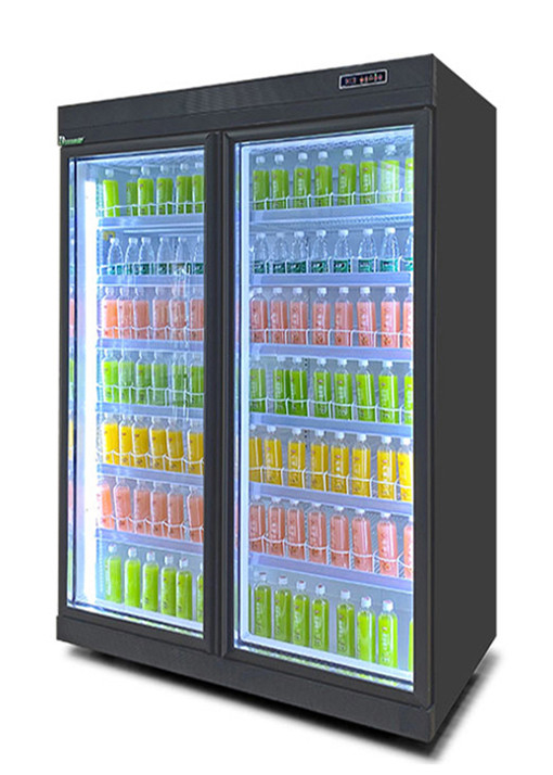 Remote Type Large Space Beverage Display Fridge With 2 3 4 5 Glass Doors