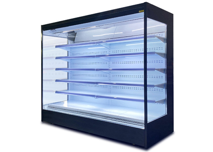Supermarket Wall Mounted Refrigerator Multideck Open Display Chiller With Night Curtain