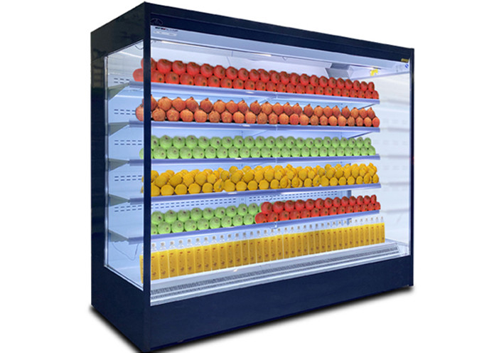 Supermarket Wall Mounted Refrigerator Multideck Open Display Chiller With Night Curtain
