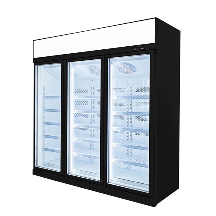 Supermarket 1 / 2 / 3 Glass Doors Display Upright Freezer For Ice Cream