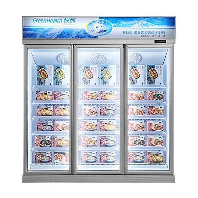 Hypermarket Commercial 3 Glass Doors Standing Display Freezer for Food Frozen