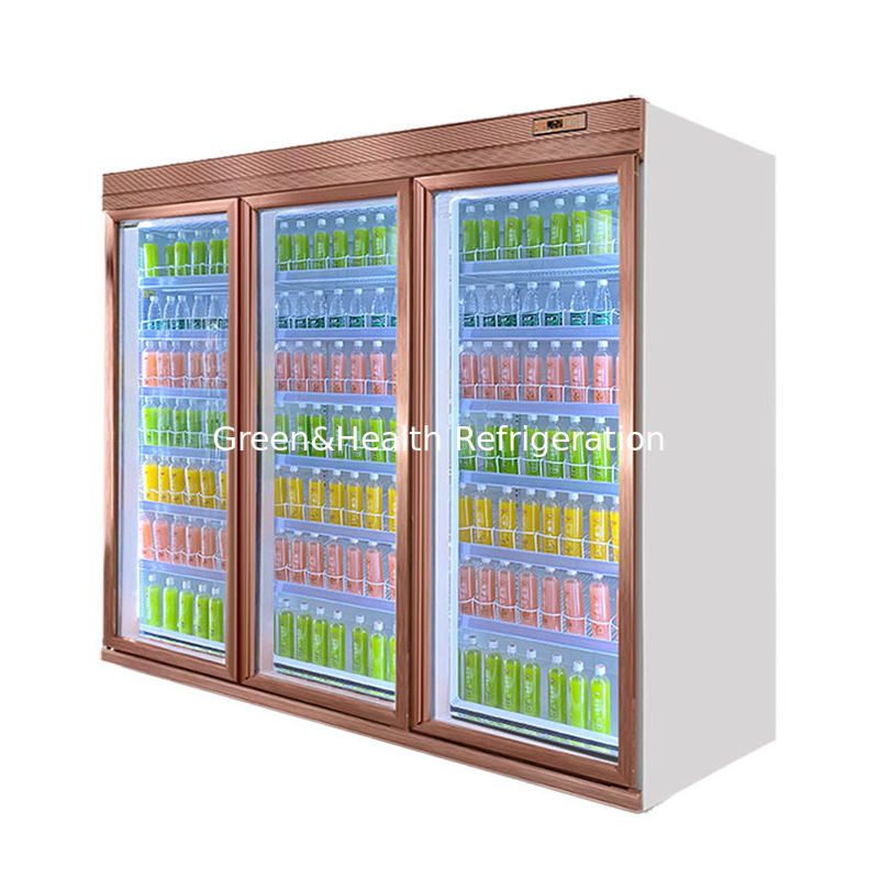 Multi Doors Supermarket Upright Glass Door Commercial Beverage Display Cooler