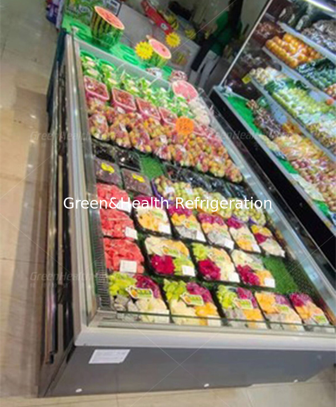Food Refrigerated Preservation Fruit Display Chiller For Store Open Type
