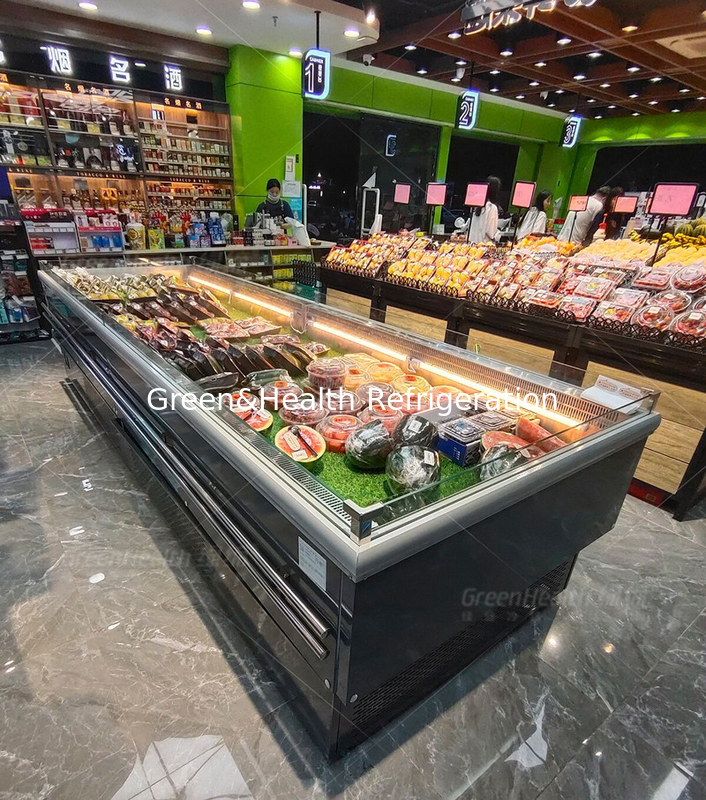 Food Refrigerated Preservation Fruit Display Chiller For Store Open Type