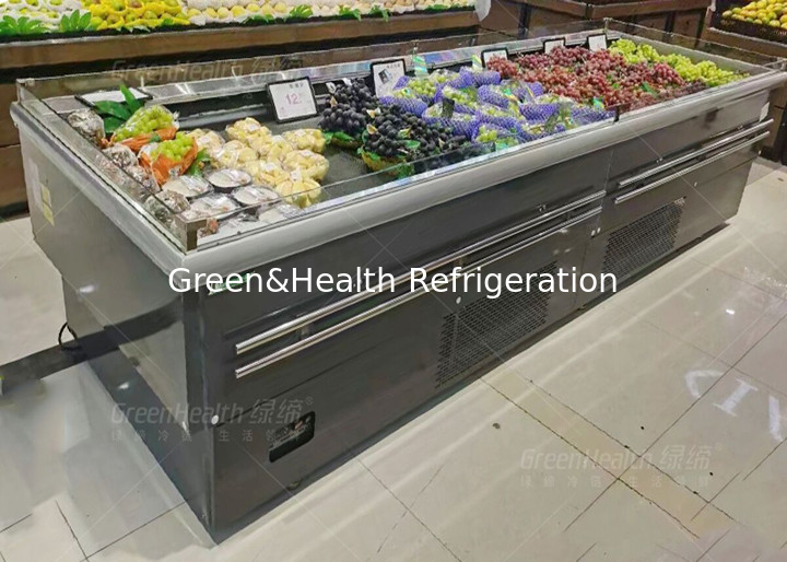 Factory Supply Fruit Shop Open Display Cooler Island Type For Commercial Use