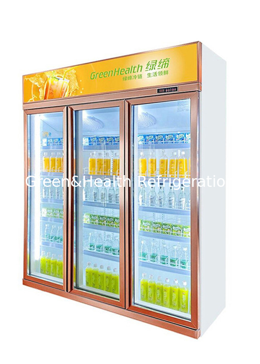 Customized 1 2 3 Glass Doors Chiller For Displays No Fog Cold Drink Commercial Fridge