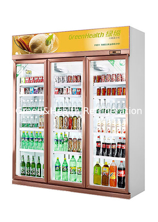 Large Space Transparent Glass Door Drink Refrigerator For Product Refrigerated