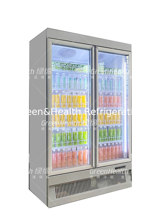 Supermarket Upright Display Visicooler Beverage Cold Drink Chiller With Self Closing Function