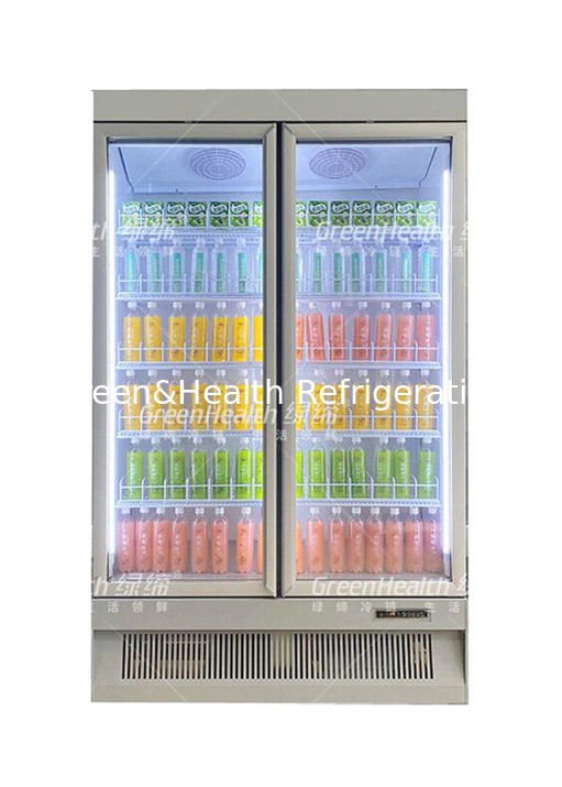 Supermarket Upright Display Visicooler Beverage Cold Drink Chiller With Self Closing Function