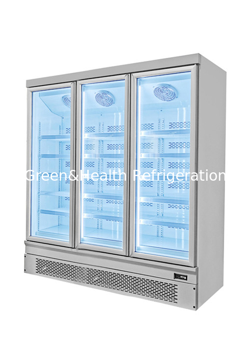 -18~-22 Glass Door Commercial Upright Deep Freezer For Restaurant LED Lighting