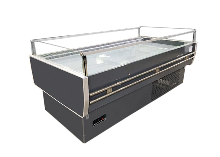 Flat Top Open Supermarket Island Freezer Commercial Meat Display Fridge With LED